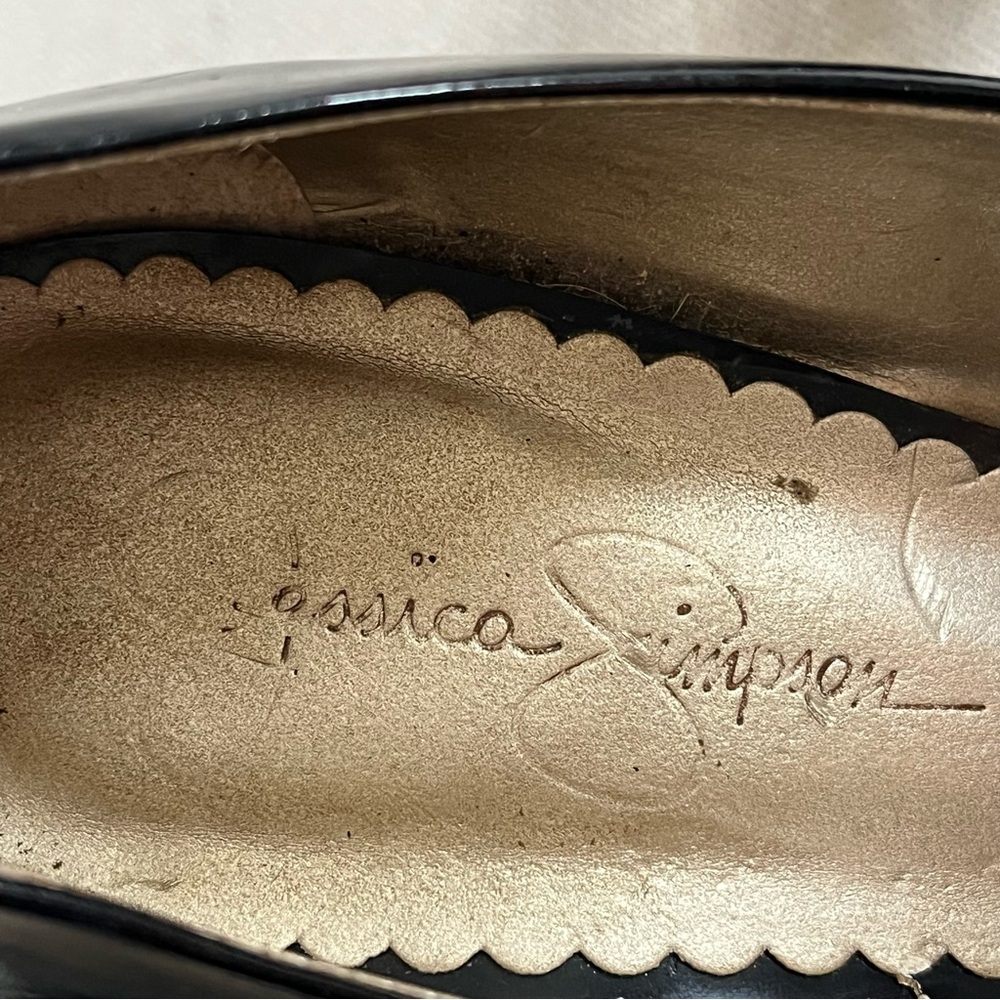 Jessica Simpson Patent Leather Pumps with Lucite Animal Print High Heels - Picture 10 of 13